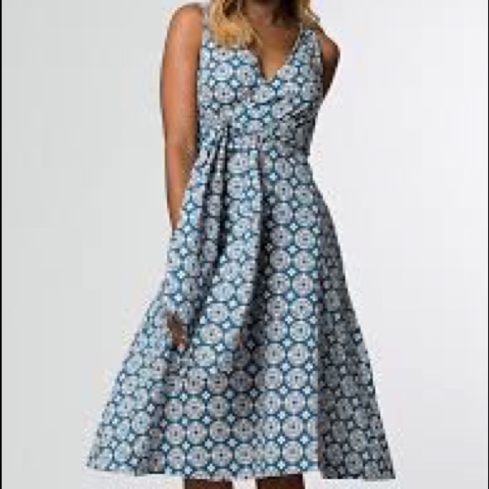 Ana Wrap Dress Blue Tile